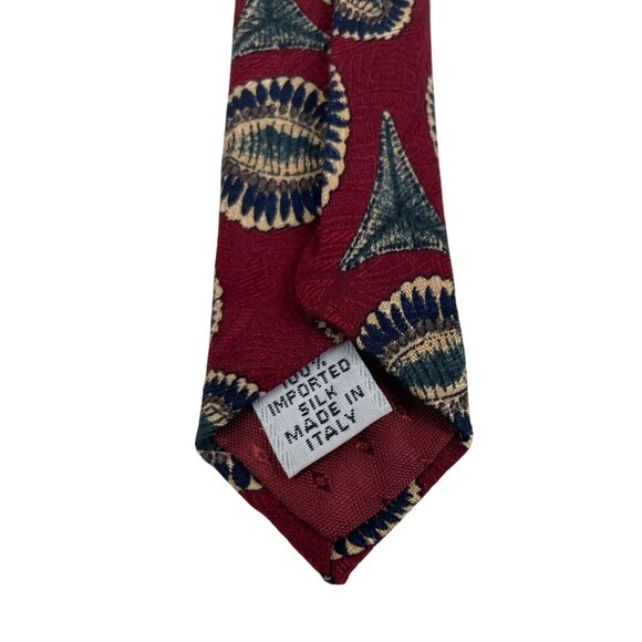 Venanzi Multicolor Geometric Shell Print 100% Silk Mens Tie Necktie - Picture 5 of 6